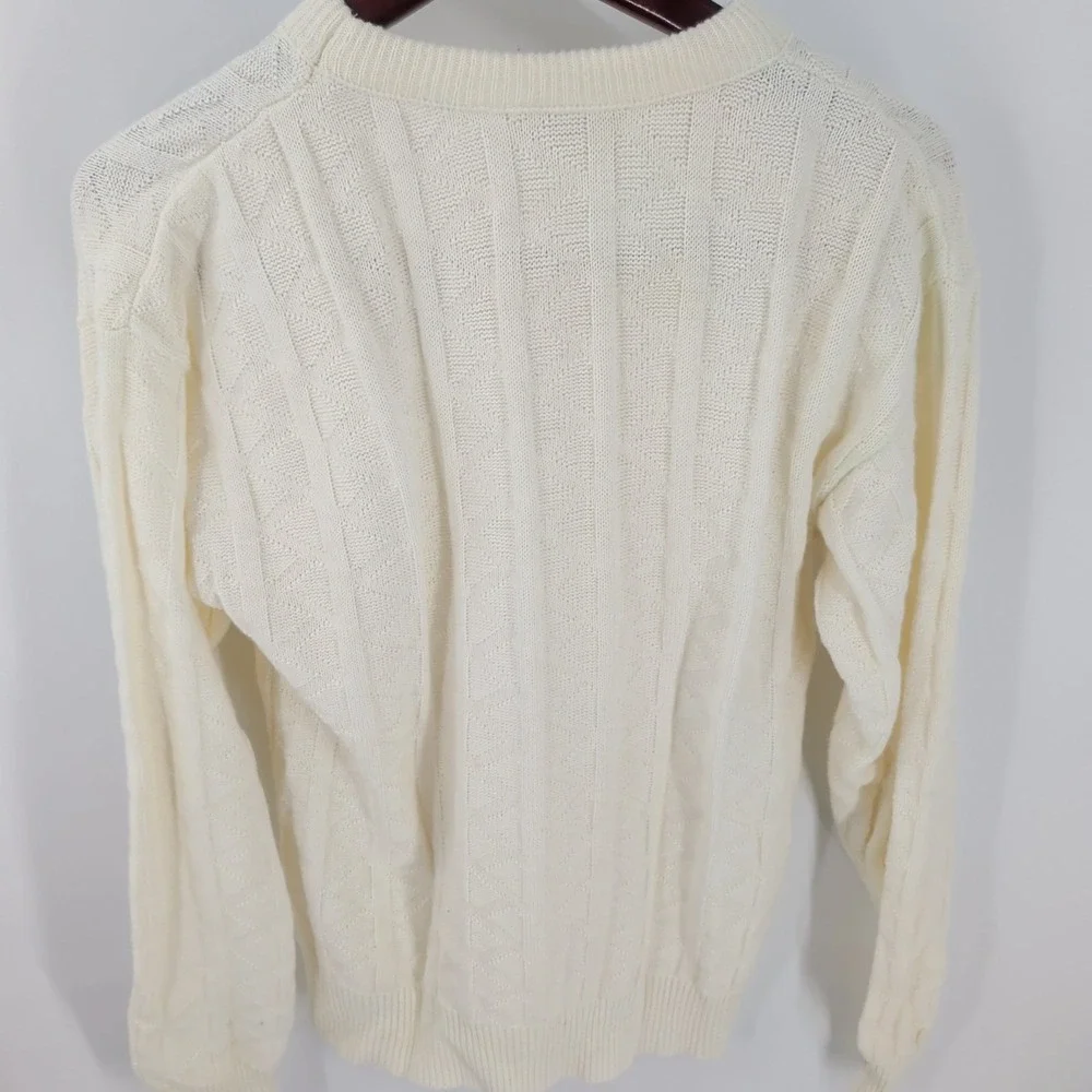 Le‎ Mans Long Sleeve Winter Outdoor Crewneck Cable Knit Pullover Sweater Ivory